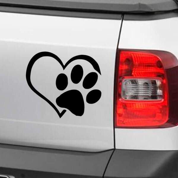 Adesivo Para Carro Coração Pata De Cachorro-m 23x20cm