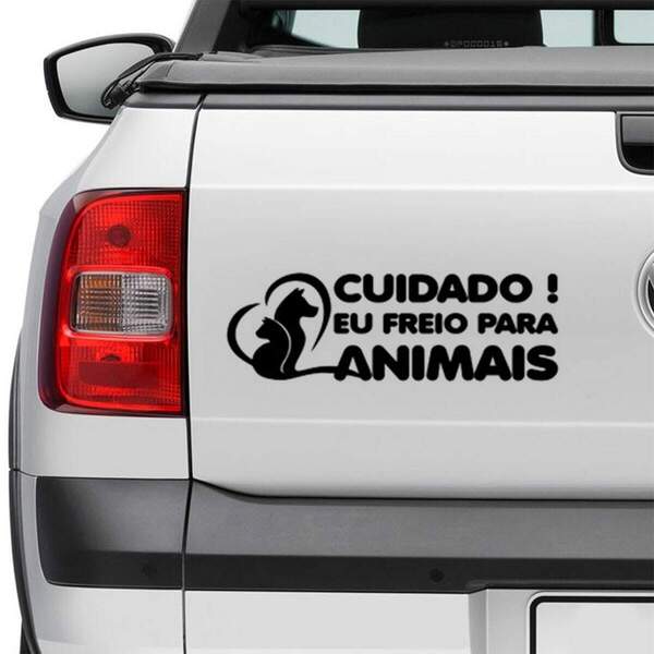 Adesivo Para Carro Cuidado Eu Freio Para Animais 04-p 8x20cm