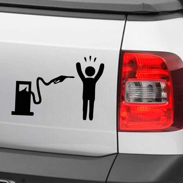 Adesivo Para Carro Divertido Gasolina Assalto-p 21x15cm