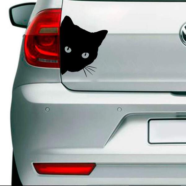 Adesivo Para Carro Gato Misterioso-p 16x20cm