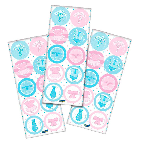 Adesivo Para Chá Revelação Com 30 Adesivos Festcolor