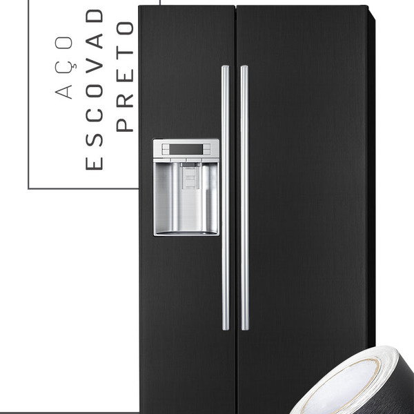 Adesivo Para Envelopamento Aço Escovado Preto 6m X 1m