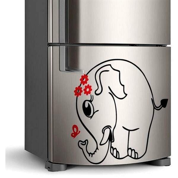 Adesivo Para Geladeira Elefantinha Laço-g 60x65cm