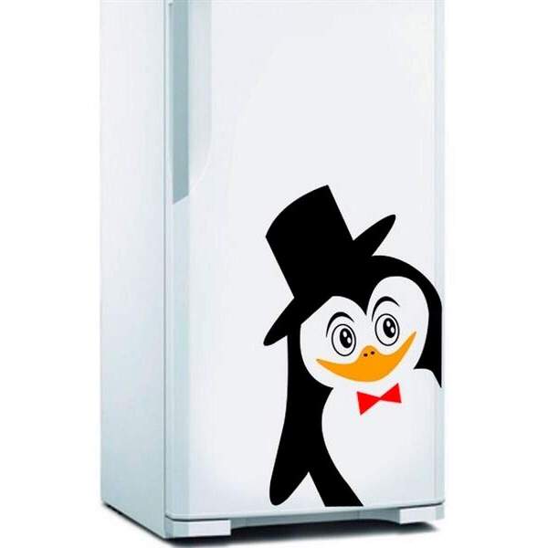 Adesivo Para Geladeira Pinguim Elegante 2-g 50x90cm