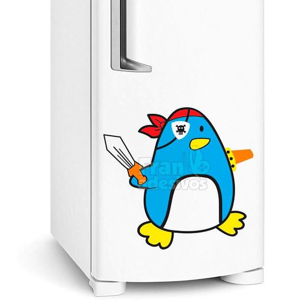 Adesivo Para Geladeira Pinguim Pirata-p 30x28cm