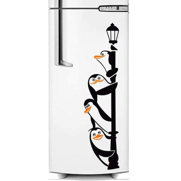 Adesivo Para Geladeira Pinguins Atrás Do Poste-es 48x200cm