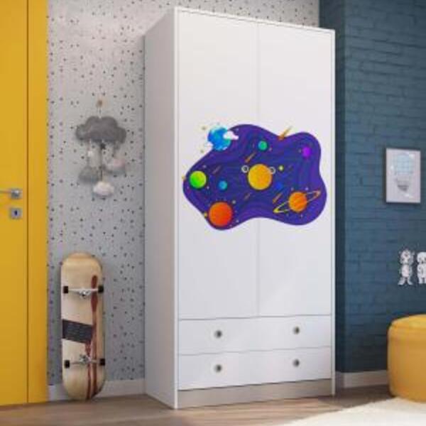 Adesivo Para Guarda Roupa  Galáxia Mod 2 *atenção As Medidas*