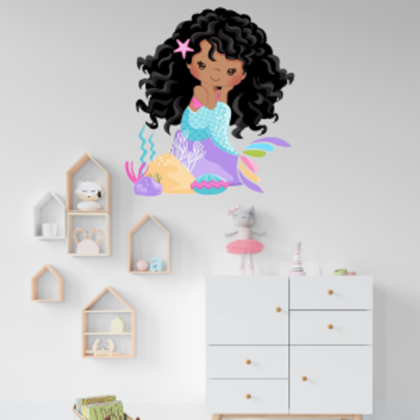 Adesivo Para Parede Sereia Mod15 Medida:47 X 50 Cm