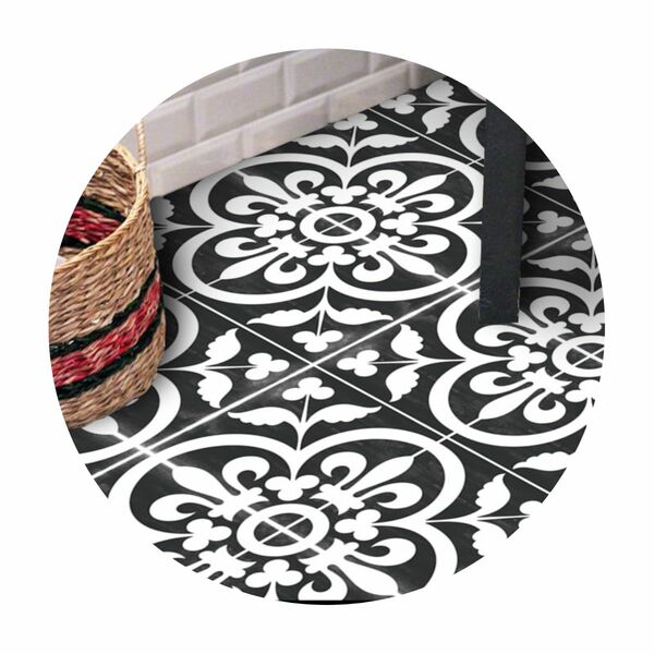 Adesivo Para Piso Preto E Branco Antiderrapante Lavável