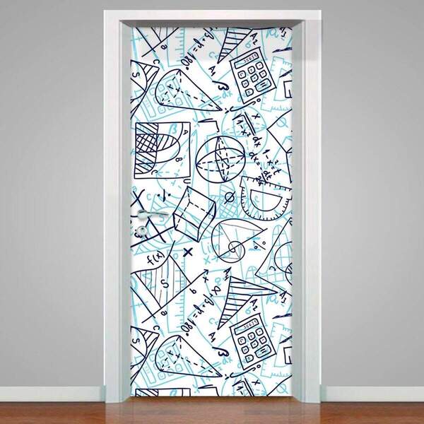 Adesivo Para Porta Abstrata 06 Matemática-83x210cm