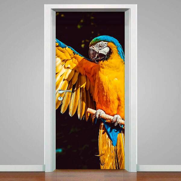 Adesivo Para Porta Animais Arara No Galho-93x210cm