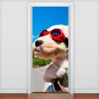 Adesivo Para Porta Animais Cachorro De Óculos-93x210cm