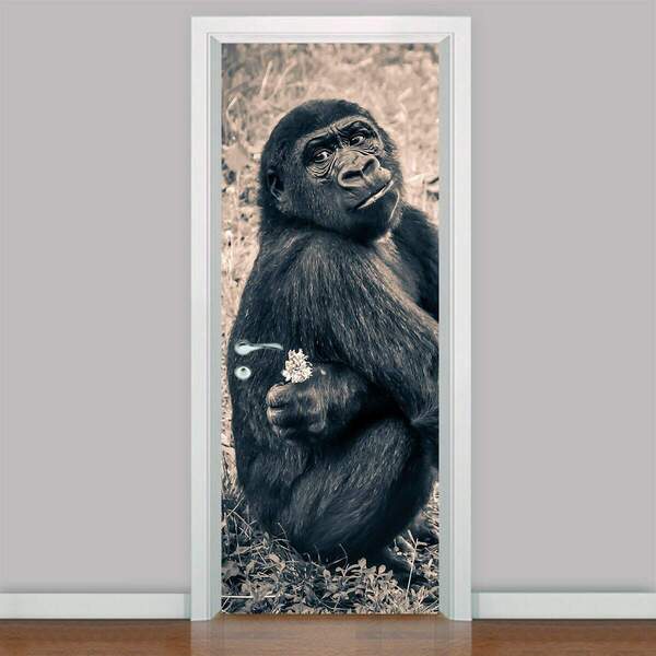 Adesivo Para Porta Animais Chimpanzé-93x210cm