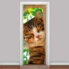 Adesivo Para Porta Animais Gato Na Árvore-63x210cm