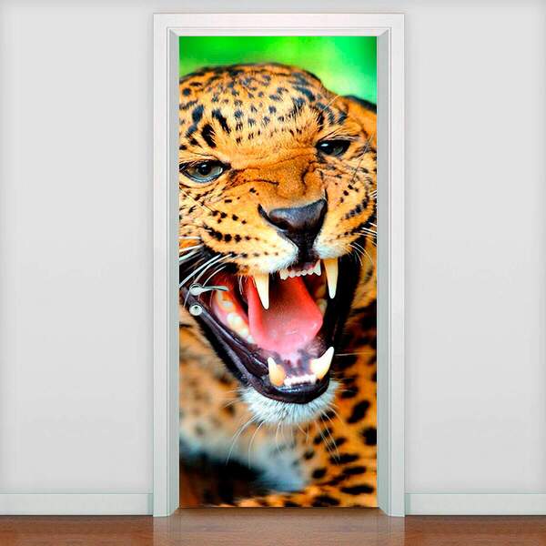 Adesivo Para Porta Animais Leopardo-93x210cm
