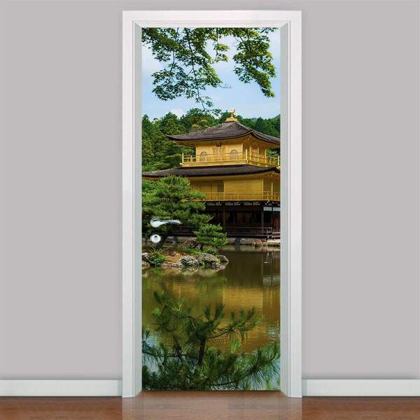 Adesivo Para Porta Arquitetura Oriental-73x210cm