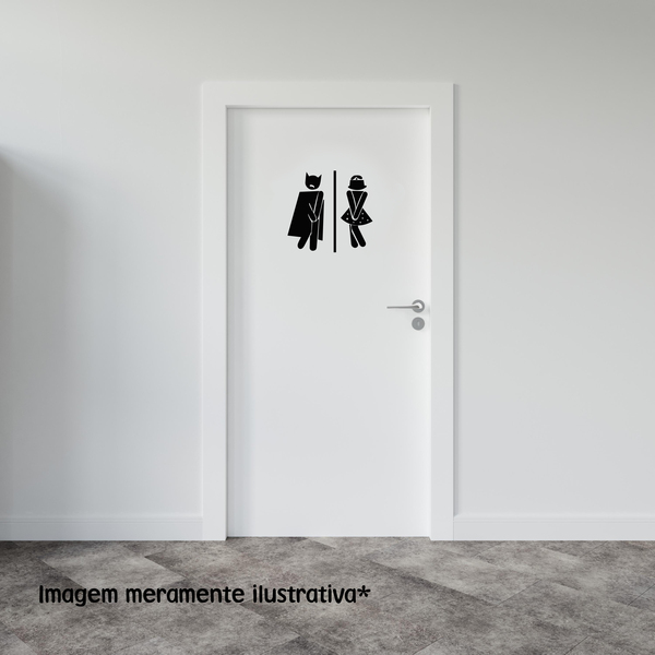 Adesivo Para Porta Batman E Mulher Maravilha Medida: 40 X 39