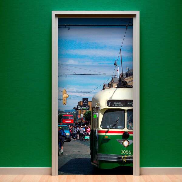 Adesivo Para Porta Bonde San Francisco-73x210cm