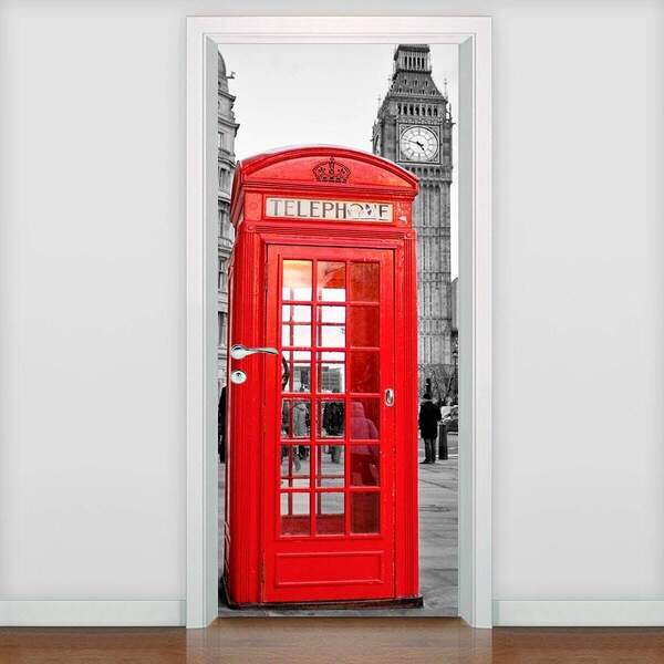 Adesivo Para Porta Cabine Telefônica Vermelha-63x210cm