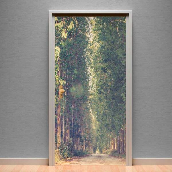 Adesivo Para Porta Caminho Dentro Da Floresta-83x210cm
