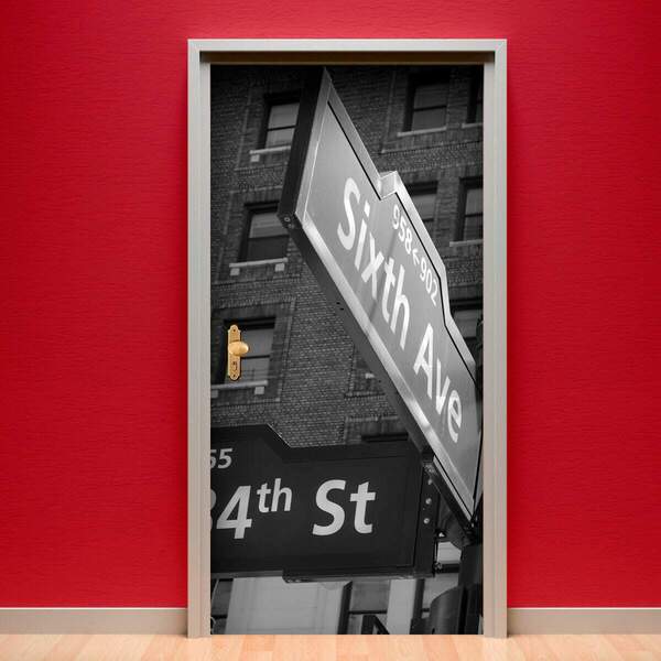 Adesivo Para Porta Cidade De Nova York Placas-73x210cm