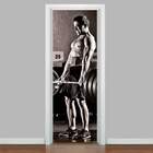 Adesivo Para Porta Crossfit Homem Com Barra De Peso-73x210cm