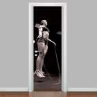 Adesivo Para Porta Crossfit Mulher Pulando Corda-93x210cm