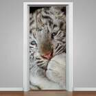 Adesivo Para Porta Filhote De Tigre Branco-73x210cm