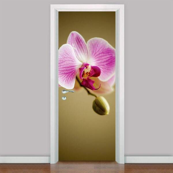 Adesivo Para Porta Florais Flor De Orquídea 02-93x210cm