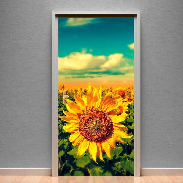Adesivo Para Porta Florais Girassóis-83x210cm