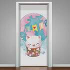 Adesivo Para Porta Gatinha No Balão De Planeta-83x210cm