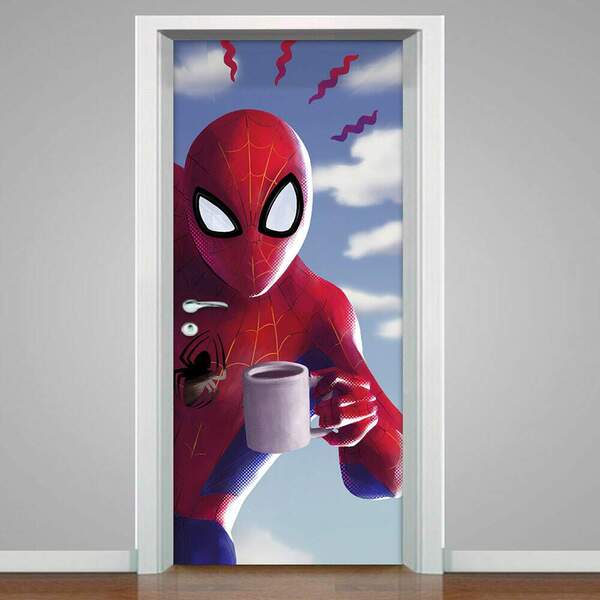 Adesivo Para Porta Herói Tomando Café-63x210cm