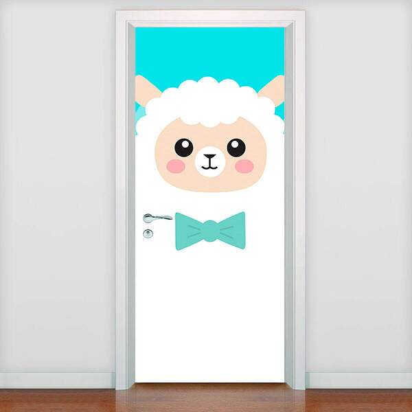 Adesivo Para Porta Infantil Ovelhinha De Lacinho-83x210cm