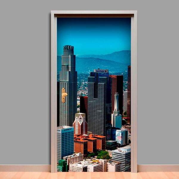 Adesivo Para Porta Los Angeles Arranha Céu-63x210cm