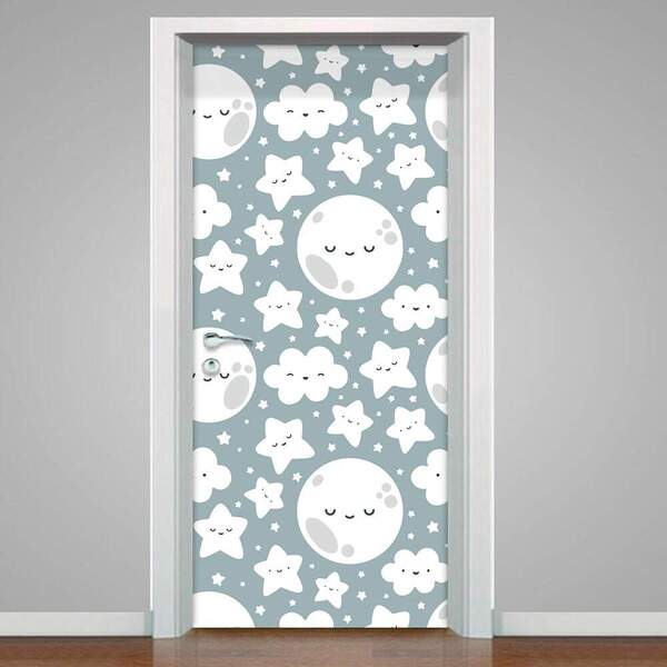 Adesivo Para Porta Luas E Estrelas 01-63x210cm