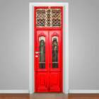 Adesivo Para Porta Madeira Antiga Vermelha-73x210cm