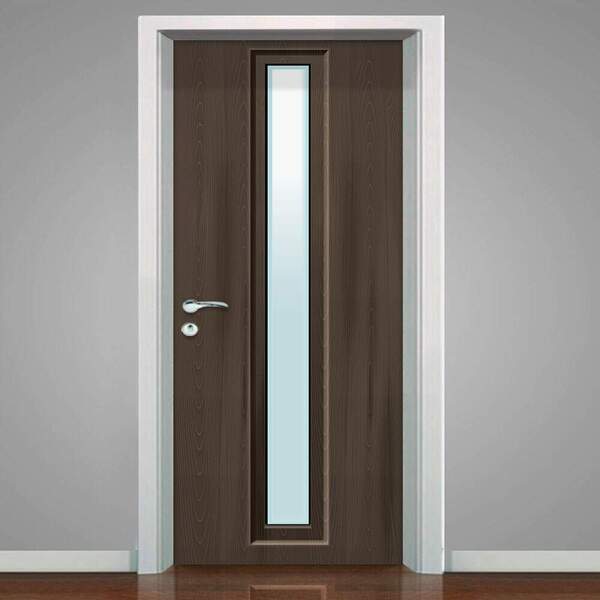 Adesivo Para Porta Madeira Marrom Imitando Vidro-63x210cm