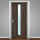 Adesivo Para Porta Madeira Marrom Imitando Vidro-83x210cm