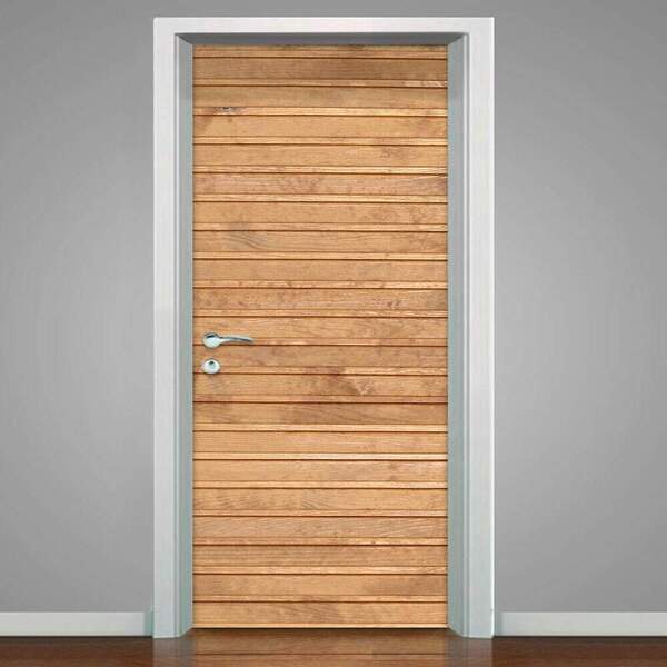 Adesivo Para Porta Madeira Ripada Horizontal-73x210cm