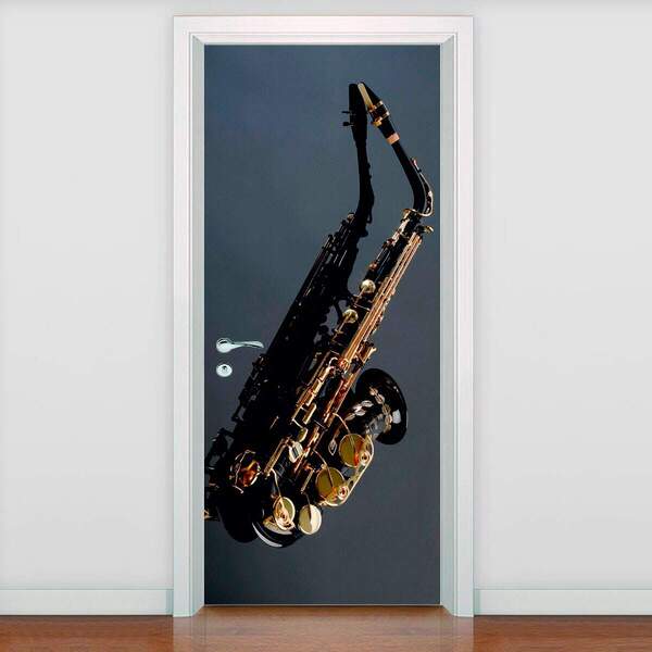 Adesivo Para Porta Musica Saxofone-83x210cm