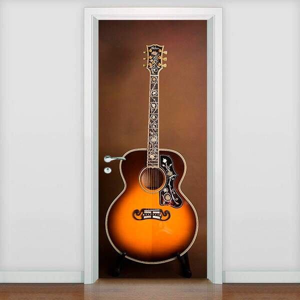 Adesivo Para Porta Musica Violão Gibson-73x210cm