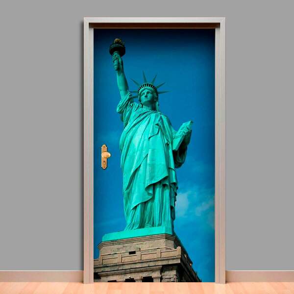 Adesivo Para Porta Nova York Estátua Da Liberdade-73x210cm