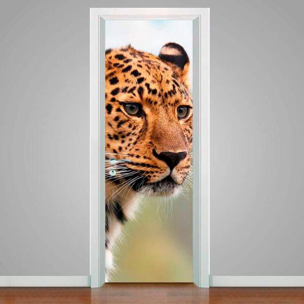 Adesivo Para Porta Onça Pintada-83x210cm