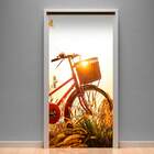 Adesivo Para Porta Paisagem 20 Bicicleta Com Cesta-63x210cm