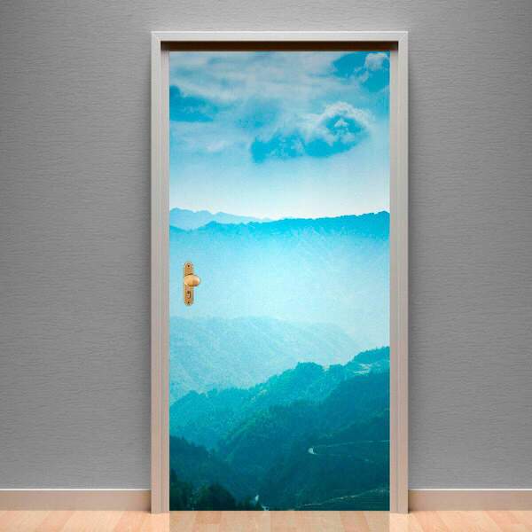 Adesivo Para Porta Paisagem 36 Floresta Neblina-83x210cm