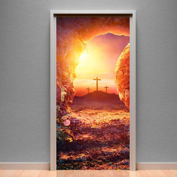 Adesivo Para Porta Paisagem 50 Santuário Cruz-63x210cm