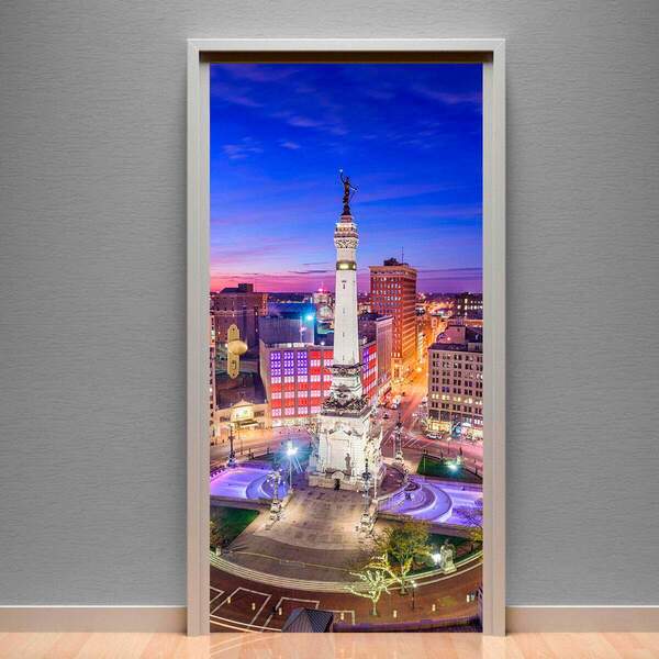 Adesivo Para Porta Paisagem 57 Cidade Iluminada-83x210cm