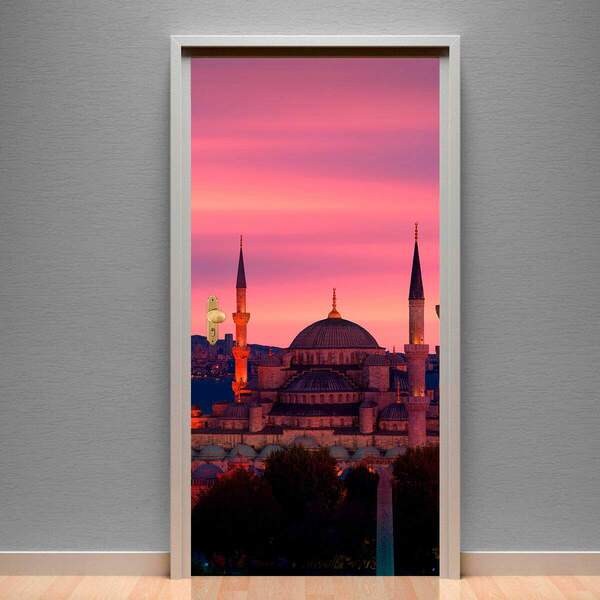 Adesivo Para Porta Paisagem 63 Mesquita Azul-83x210cm