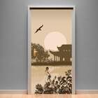 Adesivo Para Porta Paisagem 81 Templo Oriental-63x210cm