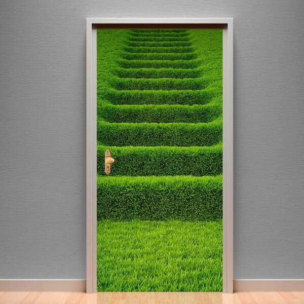 Adesivo Para Porta Paisagem 84 Escada Gramada-93x210cm